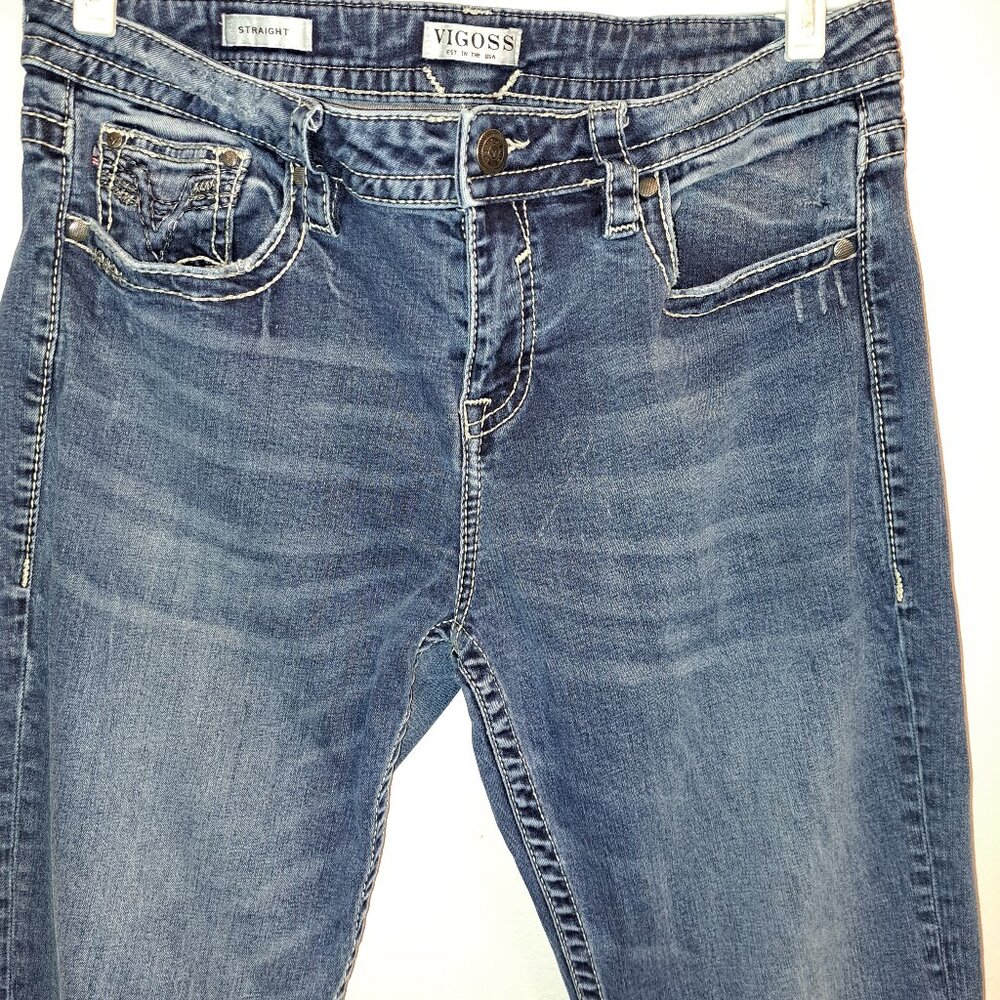 Vigoss Straight Embroidered Pocket Denim Jeans - Picture 4 of 10